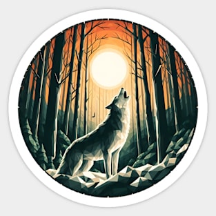 Low Poly Howling Wolf Sticker